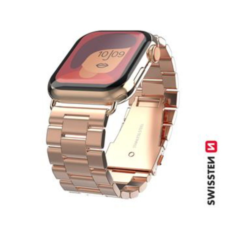 Bracelete Swissten em metal para Apple Watch 42-44mm rosa
