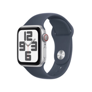 Apple Watch SE (2023) GPS+Cellular 40mm Alumínio Prateado c/ Bracelete Desportiva Azul Trovoada - Medium/Large