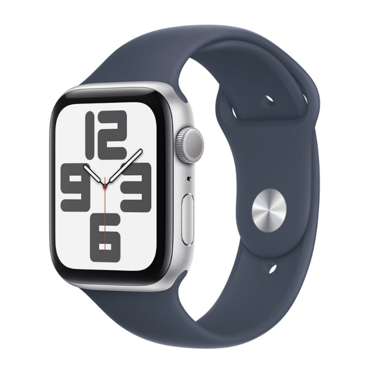 Apple Watch SE (2023) GPS 44mm Alumínio Prateado c/ Bracelete Desportiva Azul Trovoada - Small/Medium