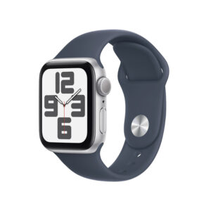 Apple Watch SE (2023) GPS 40mm Alumínio Prateado c/ Bracelete Desportiva Azul Trovoada - Small/Medium