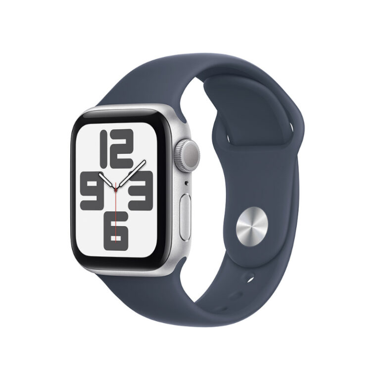 Apple Watch SE (2023) GPS 40mm Alumínio Prateado c/ Bracelete Desportiva Azul Trovoada - Medium/Large